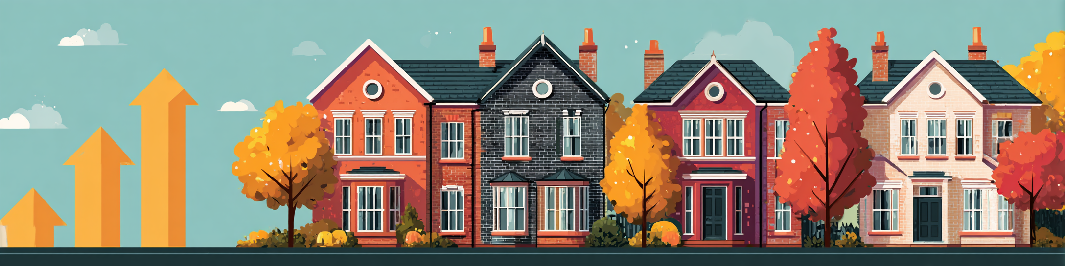 Row of townhouses with Autumnal Trees