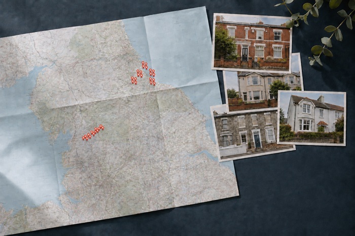 Property acquisition map with 13 East Lancashire markers and 20 North East markers