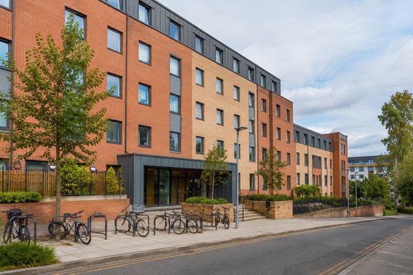 Purpose-built student accommodation with cycle stands