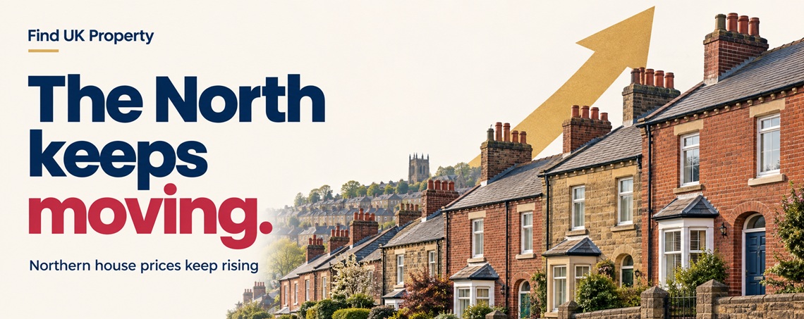 Northern English terraced housing, illustrating regions where house prices continue to rise.